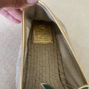 Tory Burch Gold and Cream Espadrilles